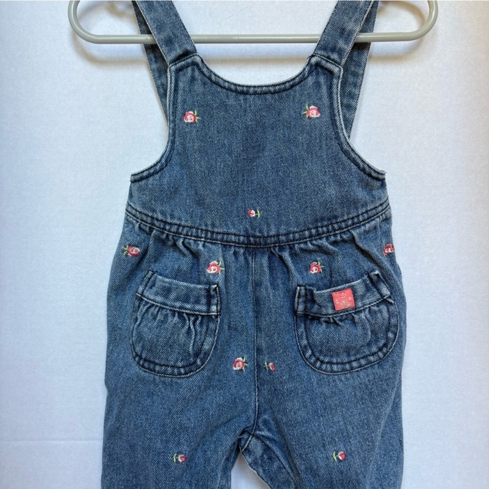 Baby Denim Overalls with Embroidered Flowers 3M Vintage